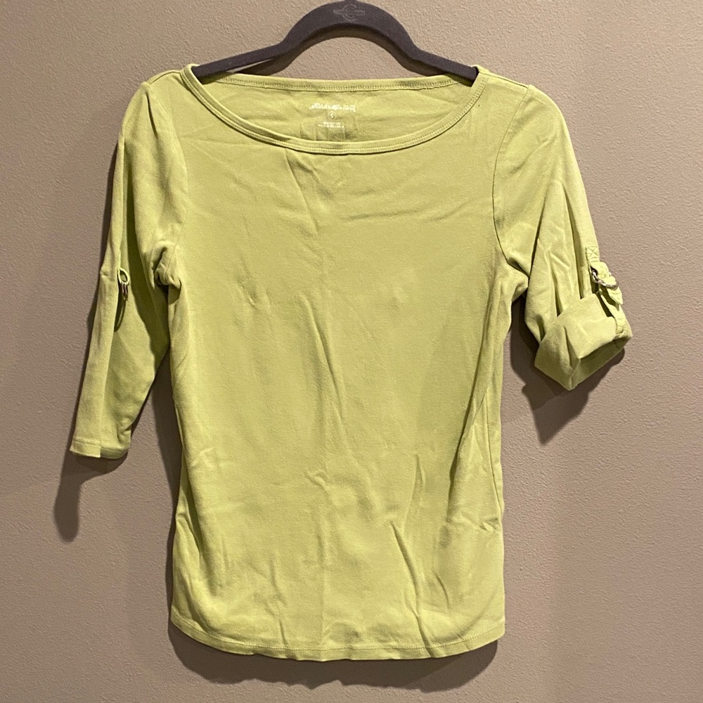 Eddie Bauer Light Green Top with Roll-Up Sleeves
